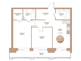Продается 2-комнатная квартира ЖК Небо над Енисеем, 64.5 м², 9546000 рублей