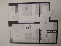 Продается 2-комнатная квартира ЖК Дивные Дали, дом 1, 43.95  м², 5708800 рублей
