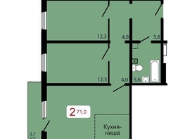 Продается 2-комнатная квартира ЖК КБС. Берег, дом 7 строение 5, 71  м², 8804000 рублей