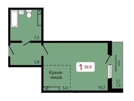 Продается 1-комнатная квартира ЖК КБС. Берег, дом 7 строение 6, 39.9  м², 5586000 рублей