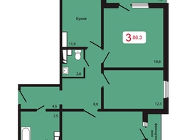 Продается 3-комнатная квартира ЖК КБС. Берег, дом 5 строение 1, 86.3 м², 10905000 рублей