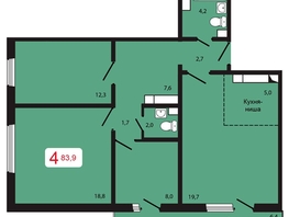 Продается 4-комнатная квартира ЖК КБС. Берег, дом 5 строение 2, 83.9 м², 10618000 рублей