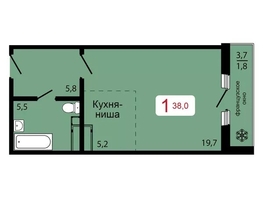Продается 1-комнатная квартира ЖК КБС. Классика, дом 3, 38 м², 5200000 рублей