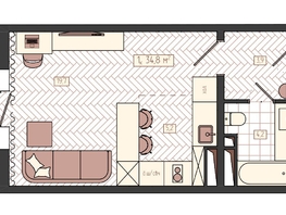 Продается 1-комнатная квартира ЖК КБС. Классика, дом 3, 34.8  м&sup2;, 5700000 рублей