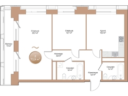 Продается 2-комнатная квартира ЖК Небо над Енисеем, 72.9  м², 11007900 рублей