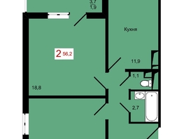 Продается 2-комнатная квартира ЖК КБС. Берег, дом 7 строение 2, 56.2  м², 7980000 рублей
