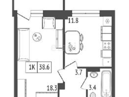 Продается 1-комнатная квартира ЖК Мичуринские аллеи, дом 1, 31.7  м², 4915000 рублей