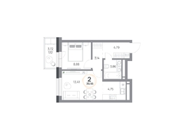 Продается 2-комнатная квартира ЖК Юдинский, дом 1.5, 39.95  м², 5656920 рублей