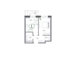 Продается 1-комнатная квартира ЖК Юдинский, дом 1.5, 38.15  м&sup2;, 5363890 рублей