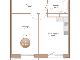Продается 1-комнатная квартира ЖК Небо над Енисеем, 52.4  м&sup2;, 9432000 рублей