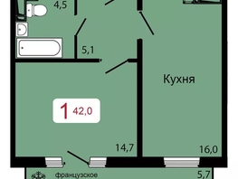 Продается 1-комнатная квартира ЖК КБС. Классика, дом 3, 42  м&sup2;, 5820000 рублей