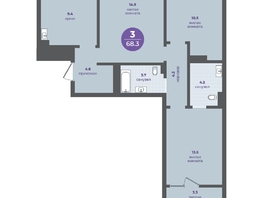 Продается 3-комнатная квартира ЖК Прогресс-квартал Перемены, дом 3, 65  м&sup2;, 9903500 рублей