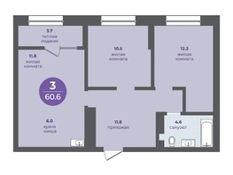 Продается 3-комнатная квартира ЖК Прогресс-квартал Перемены, дом 3, 56.9  м&sup2;, 9090000 рублей