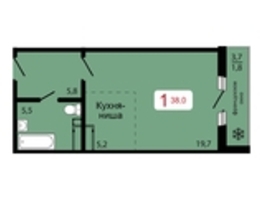 Продается 1-комнатная квартира ЖК КБС. Классика, дом 1, 38  м&sup2;, 5940000 рублей