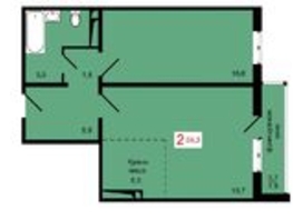 Продается 2-комнатная квартира ЖК КБС. Берег, дом 7 строение 2, 56.3  м&sup2;, 7492000 рублей