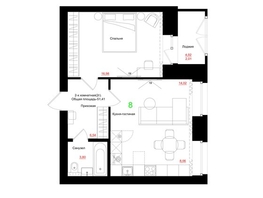 Продается 2-комнатная квартира ЖК Соцветие, дом 5.4, 51.41  м&sup2;, 7351630 рублей