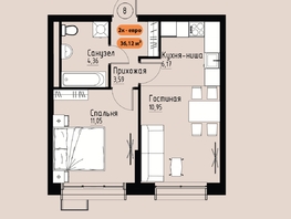 Продается 2-комнатная квартира ЖК Премьер парк, 36.12  м&sup2;, 5418000 рублей