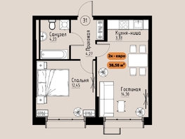 Продается 2-комнатная квартира ЖК Премьер парк, 38.58  м&sup2;, 6442860 рублей