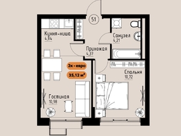 Продается 2-комнатная квартира ЖК Премьер парк, 35.11  м&sup2;, 5442050 рублей