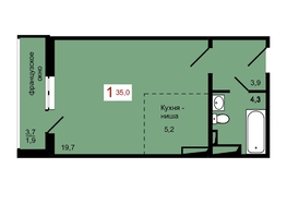 Продается 1-комнатная квартира ЖК КБС. Берег, дом 7 строение 1, 35  м&sup2;, 5450000 рублей