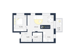 Продается 2-комнатная квартира ЖК Живём, Квартал 6.2, дом 2, 50.92  м&sup2;, 5422980 рублей