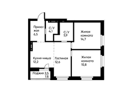Продается 3-комнатная квартира ЖК Runway (Ранвэй), 72.7  м&sup2;, 12264271 рублей
