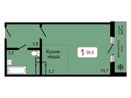 Продается 1-комнатная квартира ЖК КБС. Классика, дом 2, 38  м&sup2;, 6000000 рублей