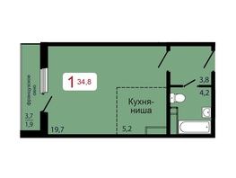 Продается 1-комнатная квартира ЖК КБС. Берег, дом 7 строение 6, 34.8  м&sup2;, 5600000 рублей