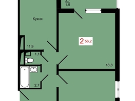Продается 2-комнатная квартира ЖК КБС. Берег, дом 7 строение 1, 56.2  м&sup2;, 8850000 рублей