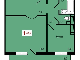 Продается 1-комнатная квартира ЖК КБС. Берег, дом 7 строение 2, 41.7  м&sup2;, 6700000 рублей