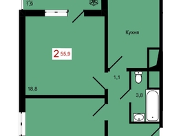Продается 2-комнатная квартира ЖК Мичурино, дом 4 стр 4, 55.9  м&sup2;, 7850000 рублей