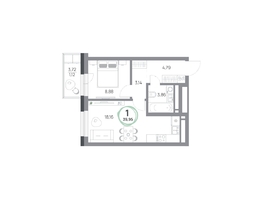 Продается 1-комнатная квартира ЖК Юдинский, дом 1.5, 39.95  м&sup2;, 5577020 рублей
