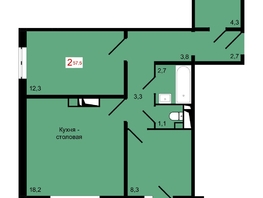 Продается 2-комнатная квартира ЖК КБС. Курчатова, дом 12.1, 57.5  м&sup2;, 8700000 рублей