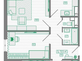 Продается 2-комнатная квартира ЖК КБС. Курчатова, дом 12.1, 72.5  м&sup2;, 10700000 рублей