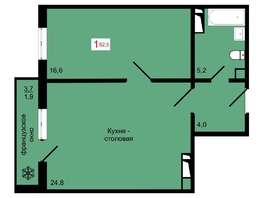 Продается 1-комнатная квартира ЖК КБС. Курчатова, дом 12.2, 52.5  м&sup2;, 7750000 рублей