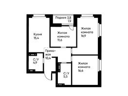 Продается 3-комнатная квартира ЖК Ранвэй, 82.4  м&sup2;, 13802000 рублей