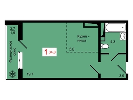 Продается 1-комнатная квартира ЖК Мичурино, дом 4 стр 4, 34.8  м&sup2;, 5250000 рублей
