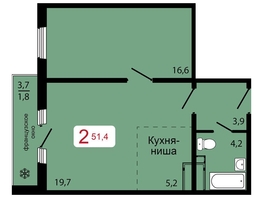 Продается 2-комнатная квартира ЖК КБС. Классика, дом 1, 51.4  м&sup2;, 7750000 рублей