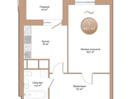 Продается 1-комнатная квартира ЖК Небо над Енисеем, 42.1  м&sup2;, 8546300 рублей