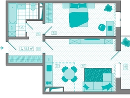Продается 2-комнатная квартира ЖК КБС. Берег, дом 7 строение 2, 56.3  м&sup2;, 8100000 рублей