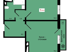 Продается 1-комнатная квартира ЖК КБС. Классика, дом 4, 44.8  м&sup2;, 6550000 рублей