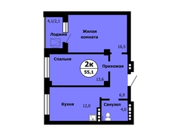 Продается 2-комнатная квартира ЖК Серебряный, дом 1 корпус 3, 56.6  м&sup2;, 8714000 рублей