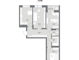 Продается 3-комнатная квартира ЖК Аллея Парк, 4 этап, 75.8  м&sup2;, 10460400 рублей