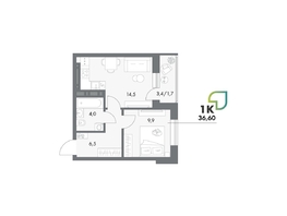 Продается Студия ЖК Аллея Парк, 4 этап, 36.6  м&sup2;, 5892600 рублей