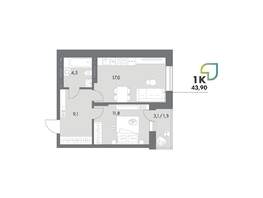 Продается Студия ЖК Аллея Парк, 4 этап, 43.9  м&sup2;, 6365500 рублей