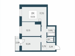 Продается 2-комнатная квартира ЖК Расцветай в Солнечном, дом 2, 59.18  м&sup2;, 8250000 рублей