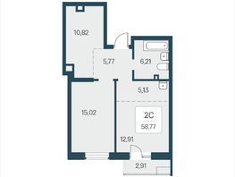 Продается 2-комнатная квартира ЖК Расцветай в Солнечном, дом 2, 58.77  м&sup2;, 7700000 рублей