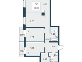 Продается 3-комнатная квартира ЖК Расцветай в Солнечном, дом 2, 88.83  м&sup2;, 10800000 рублей