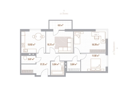 Продается 3-комнатная квартира  Николаевские кварталы, Воскресенский, 90.76  м&sup2;, 19059600 рублей