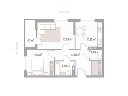 Продается 2-комнатная квартира  Николаевские кварталы, Воскресенский, 62.79  м&sup2;, 13185900 рублей